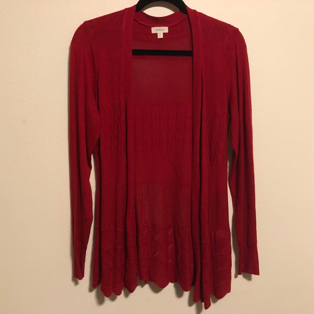 Pretty red stretchy knit cardigan